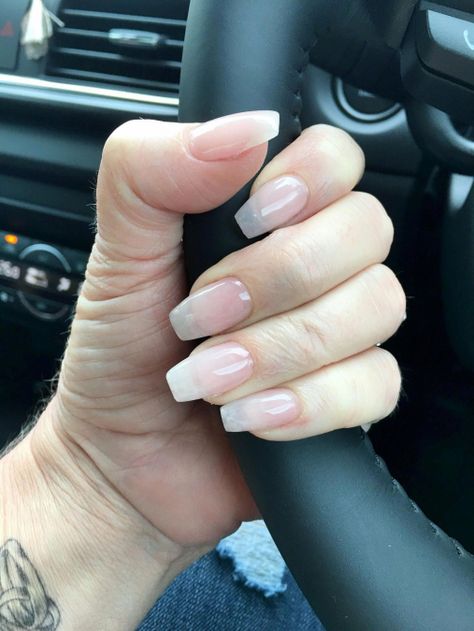 Extremely Natural Acrylic Nails, Natural Acrylic Overlay Nails, Natural Nails With Clear Polish, Clear Natural Gel Nails, Clear Acrylic Overlay Nails, Clear Acrylic Overlay On Natural Nails, Clear Overlay Nails Natural, Natural Nails With Acrylic Overlay, Clear Coat Nails Natural