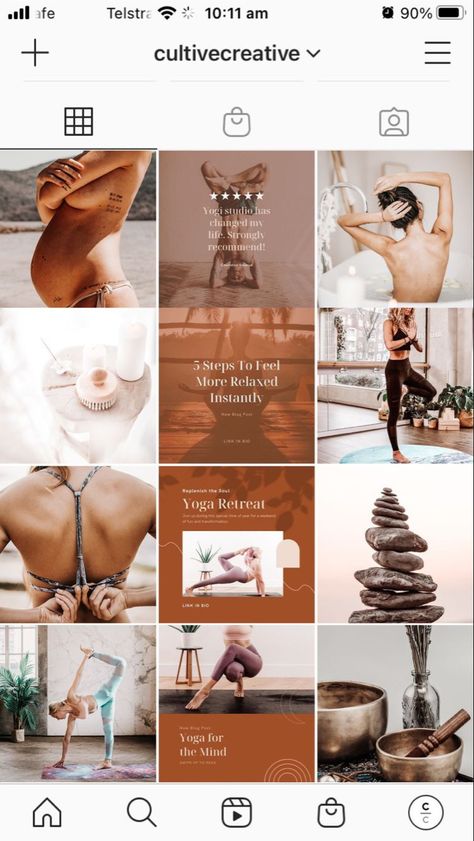 Instagram Collage Template, Instagram Theme Ideas, Instagram Grid Layout, Yoga Instagram, Instagram Design Layout, Yoga Photoshoot, Instagram Feed Layout, Yoga Branding, Earthy Aesthetic