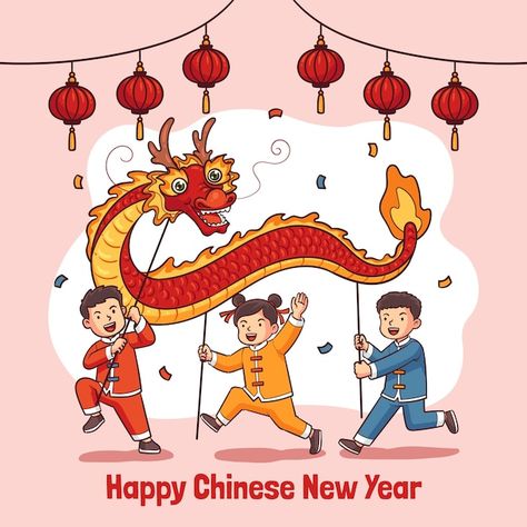 Hand drawn illustration for chinese new ... | Free Vector #Freepik #freevector #chinese #asian #china #celebration Chinese New Year Festival, Hand Drawn Illustration, Happy Chinese New Year, Drawn Illustration, Vector Hand, Iconic Photos, Vector Photo, Chinese New Year, Graphic Resources