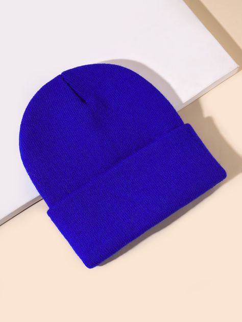 Royal Blue Casual   Acrylic Plain Beanie Embellished  Fall/Winter Men Accessories Beanie Photoshoot, Guess Bags Black, Teenage Kraken, Mens Beanie Hats, Blue Beanie, Striped Tunic Dress, Mens Beanie, Purple Baby, Guess Bags