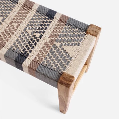 Ottomans & Benches | Sustainable furniture by MasayaCo Chair Weaving, Woven Furniture Design, Teak Wood Furniture, Danish Chair, Teak Bench, Woven Furniture, House Aesthetic, Teak Frame, Sustainable Furniture