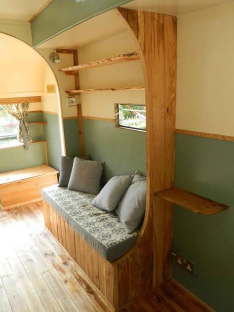 Caravan Storage, Caravan Decor, Caravan Makeover, Camper Trailer Remodel, Self Build Houses, Vintage Camper Remodel, Tiny Trailers, Van Conversion Interior, Caravan Interior