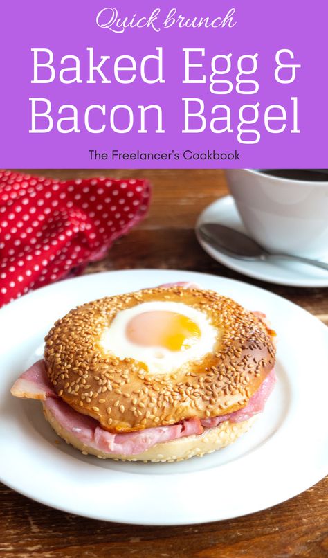 Egg in a hole bagel with bacon Bacon Bagel, Eggs Brunch, Cheddar Sauce, Quick Brunch, Brunch Bake, Egg In A Hole, Recipe For One, Brunch Eggs, Uk Food