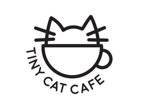 Tiny Cat Cafe Logo by Emi Bee on Dribbble Cat Cafe Logo, Logo Gato, Cafe Logos, Cafe Logo Design, Tea Logo, Dog Cafe, Tiny Cats, Cafe Art, Coffee Logo