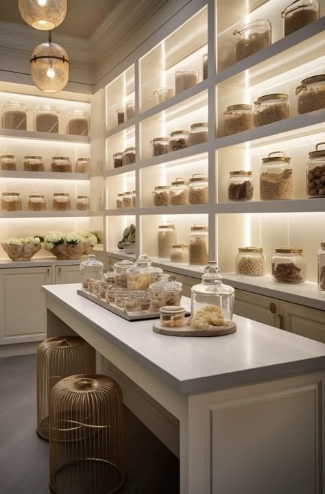 Walk In Pantry Design, Luxury Organization, Cool Pantry, Small Walk In Pantry, Pantry Design Ideas, Dream Pantry, Modern Pantry, Bathroom Remodel On A Budget, Pantry Room