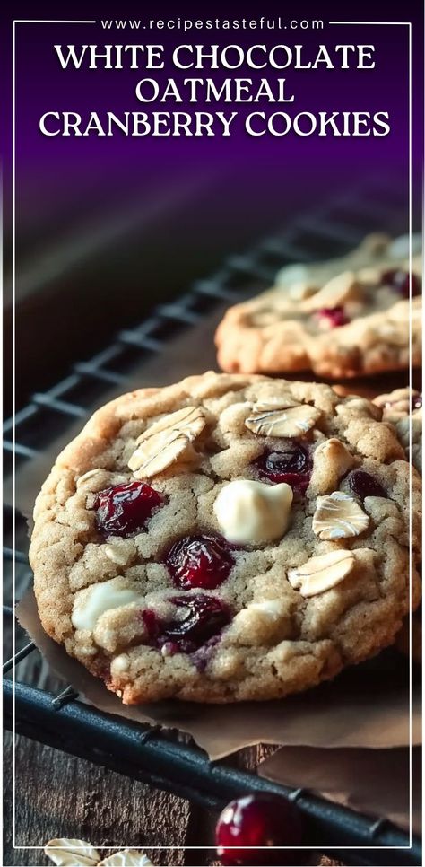 These White Chocolate Oatmeal Cranberry Cookies are the perfect blend of tart cranberries, creamy white chocolate, and hearty oats. A delightful treat for any occasion, they’re easy to make and loved by all. Oatmeal Cranberry White Chocolate, White Chocolate Oatmeal Cookies, White Chocolate Oatmeal, Cookies Frosting, Cranberry White Chocolate, Oatmeal Cranberry Cookies, Chocolate Oatmeal Cookies, White Chocolate Cranberry, Cranberry Cookies