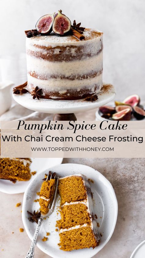 Chai Cream Cheese Frosting, Chai Pumpkin Cake, Pumpkin Chai Cake, Mini Fall Cakes, Pumpkin Frosting, Winter Cake Recipes, Fall Cake Flavors, Fall Birthday Cake, Small Birthday Cake