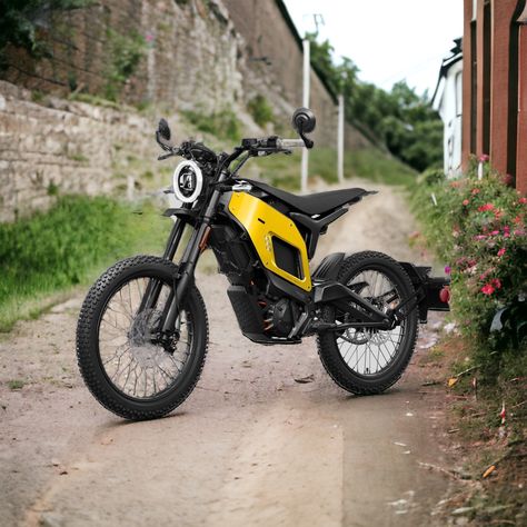 A side view of the NIU XQi3 Electric motorcycle parked on a gravel road in the city. Street Legal Dirt Bike, Electric Bike Bicycles, Electric Dirt Bike, Off Roaders, Mopeds, Motorcycle Girl, Electric Motor, Electric Scooter, Bicycle Bike