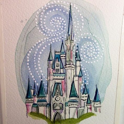 Disney Castle Tattoo, Disney Watercolor, Castle Tattoo, Disney Paintings, 4x6 Frames, Kawaii Tattoo, Disney Tattoo, Mandalas Painting, Disney Images