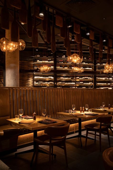 The Meat & Wine Co. Barangaroo- Australia :: Behance Winery Restaurant Interior Design, Wine Wall Restaurant, Wine Cafe Interior, Wine Restaurant Design, Moody Wine Bar, Wine Bar Ideas Restaurants, Wine Bar Interior Design, Argentinian Restaurant, English Bar