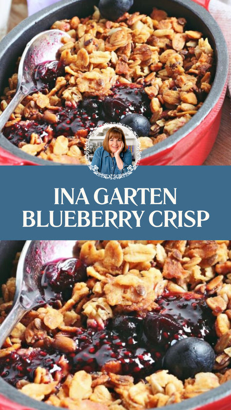 Ina Garten Blueberry Crisp Banana Pudding Ice Cream, Blueberry Crisp Recipe, Homemade Peach Ice Cream, Chocolate Pudding Desserts, Pear Crisp, Crisp Desserts, Berry Crisp, Blueberry Crisp, Pudding Ice Cream