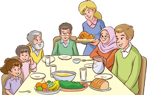 Happy Big Family, Breakfast Cartoon, Cartoons Eating, Picture Story Writing, Pecs Pictures, Beautiful Landscape Paintings, English Learning Books, Designs Coloring Books, Family Drawing