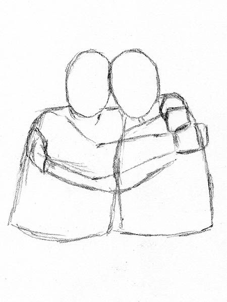 Draw People Hugging, Two People Hugging, Side Hug, Practice Drawing Faces, Someone Standing, Hugging Drawing, People Hugging, Draw People, Human Anatomy Drawing