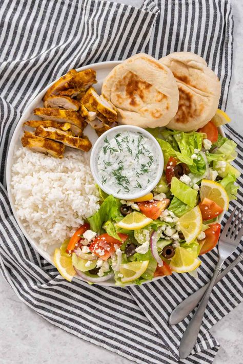 Up close chicken shawarma plate with a striped napkin. Vegan Pop Tarts, Shawarma Recipes, Air Fryer Tilapia, Tilapia Recipe, Shawarma Recipe, Tilapia Recipes, Dairy Free Yogurt, Food Rules, Chicken Shawarma