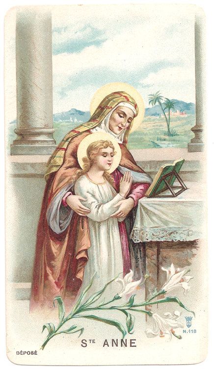 St Anne Prayer, Saint Joachim, Female Saints, Sant Anna, Traditional Catholicism, Vintage Holy Cards, Immaculate Conception, St Anne, Blessed Mother Mary