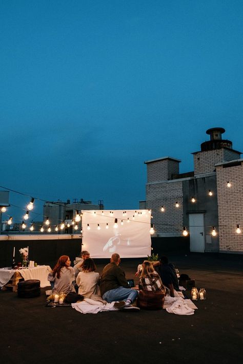 Summer Movie Night, Outdoor Projector Screen, Origami Lamp, Outdoor Cinema, Outdoor Projector, Cinema Experience, Patio String Lights, Summer Movie, Outdoor Theater