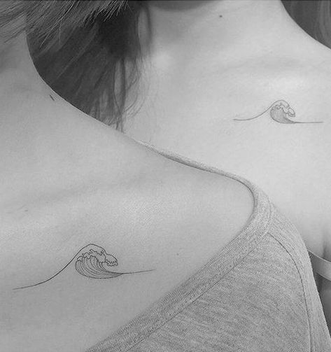 Collarbone Tattoo Wave, Collarbone Wave Tattoo, Wave Tree Tattoo, Wave Collarbone Tattoo, Small Collarbone Tattoos For Women, Butterfree Tattoo, Tiny Butterfly Tattoo, Playground Tattoo, Collarbone Tattoos