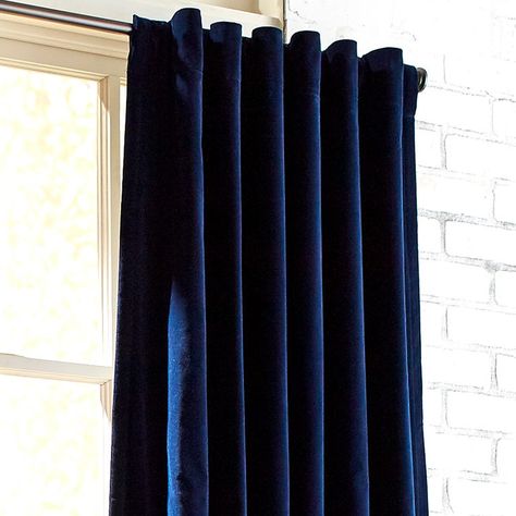 Dark Blue Velvet Curtains, Navy Velvet Curtains, Dark Blue Curtains, Blue Velvet Curtains, Inexpensive Living Room, Velvet Drapery, Navy Curtains, Navy Blue Curtains, Dark Blue Velvet