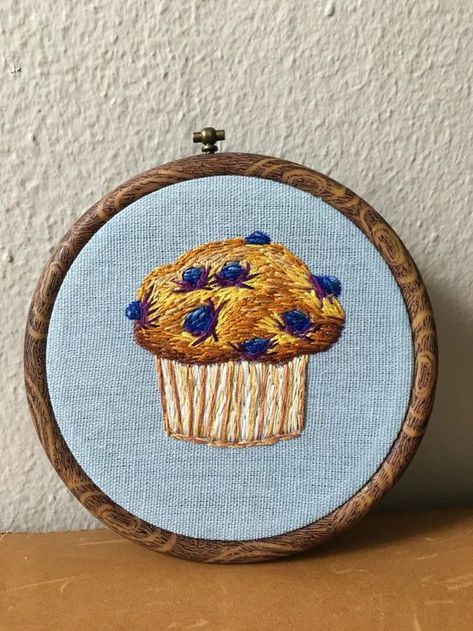 Banana Embroidery Pattern, Food Embroidery Patterns, Muffin Embroidery, Spaghetti Embroidery, Breakfast Embroidery, Bakery Embroidery, Blueberry Embroidery, Pie Embroidery, Cupcake Embroidery