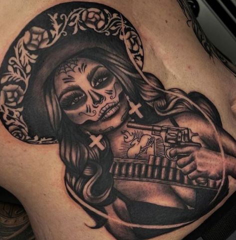 Mexican Warrior Woman Tattoo, Girly Mexican Tattoo, Soldaderas Mexicanas Tattoo, Latina Sleeve Tattoo, Mexican Theme Tattoo Sleeve, Female Mexican Tattoos, El Paso Tattoo Ideas, Mexican Female Tattoo, Mexico Tattoo Ideas Mexican Art