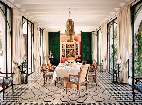 Check Floor, India Jane, Alice Temperley, Round Tables, Beautiful Dining Rooms, Large Dining Room, Palm Desert, Bohol, The Dining Room