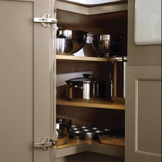 Alternative to Kitchen corner cabinet! I need to do this!! Kitchen Corner Cabinet Ideas, Corner Kitchen Cabinet Ideas, Corner Pantry Cabinet, Corner Cabinet Solutions, Corner Cabinet Organization, Corner Drawers, Blind Corner Cabinet, Corner Storage Cabinet, Corner Kitchen Cabinet