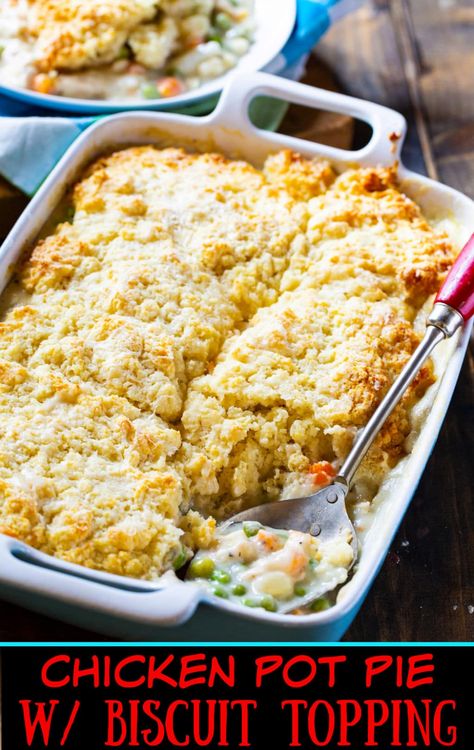 Chicken Pot Pie With Drop Biscuit Topping, Biscuit Toppings, Biscuit Chicken Pot Pie, Chicken Carrots, Spicy Southern Kitchen, Chicken Pot Pie Casserole, Cooking Onions, Roast Chicken Leftovers, Meals Ideas