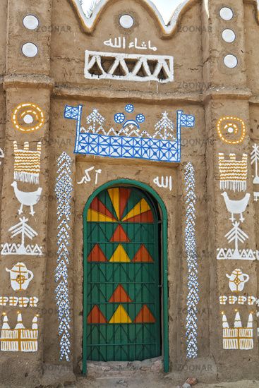 Nubian Village.Aswan Egypt Egypt Aswan, Nubian Village, Nubian Art, Aswan Egypt, Afrique Art, Door Entryway, Vernacular Architecture, Green Door, Old Doors