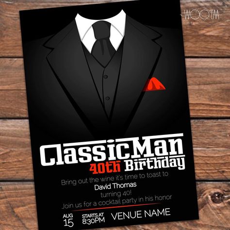 Customize this invitation for that Classic Man! #40thbirthday #30thbirthday… 40th Birthday Party Men, Make Birthday Invitations, Make Wedding Invitations, Birthday Toast, 55th Birthday, Fifty Birthday, Men Party, Vegas Party, Pineapple Rum