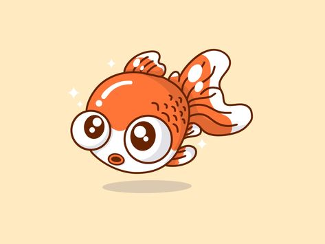 Simple Goldfish Drawing, Goldfish Cartoon, Fish Cute, Goldfish Tattoo, Goldfish Aquarium, Goldfish Art, Golden Fish, Procreate Ipad Art, Cute Sketches