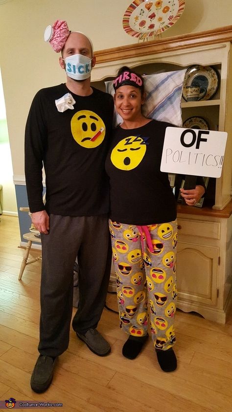 Sick And Tired Halloween Costume, Unusual Halloween Costumes, Unique Couples Costumes, Couple's Costume, 2017 Halloween Costumes, Couple Halloween Costume, Creative Halloween Costumes Diy, Clever Halloween, Clever Halloween Costumes