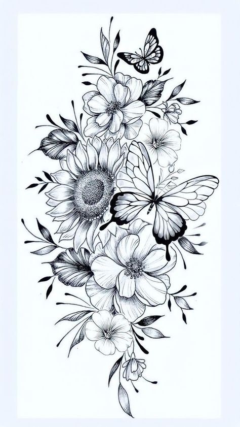 #tattoo, #tattoos, #inked, #tattooart, #tattooedwomen, #tattooedguys, #tattooinspiration, #tattooideas, #tattooworldwide, #tattoosociety, #InkLaughs, and #TattooFails​ Thigh Tattoos Floral, Tropisches Tattoo, Women Outline, Floral Hip Tattoo, Tattoos Floral, Unique Half Sleeve Tattoos, Sunflower Tattoo Sleeve, Floral Thigh Tattoos, Hip Thigh Tattoos