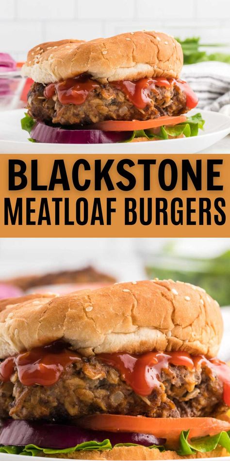 Hamburger Recipes On Blackstone, Blackstone Meatloaf, Black Stone Burgers, Blackstone Burgers, Blackstone Bbq, Blackstone Dinner, Blackstone Grill Recipes, Spicy Meatloaf, Griddle Ideas