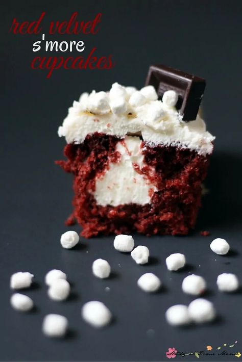 Red Velvet S'more Cupcakes - the perfect cupcake recipe when you want something a little bit different. These cupcakes are dye-free, moist, and chocolatey, with a marshmallow-cream cheese frosting. To die for. Perfect Cupcake Recipe, Easy Dessert Recipe, Marshmallow Cream, Cupcake Recipe, Easy Dessert, Dye Free, Dessert Recipe, Cheese Frosting, Cream Cheese Frosting