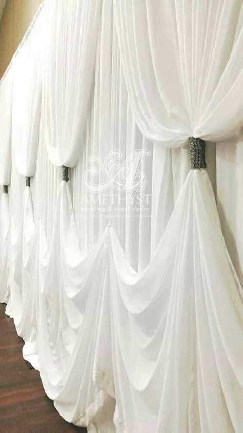 Event Draping, Draping Ideas, Wedding Draping, Curtain Backdrop, Amethyst Wedding, Curtain Backdrops, Diy Event, Pipe And Drape, Curtain Ideas