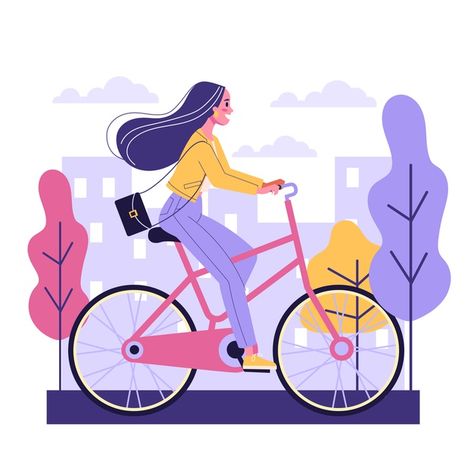 Bicycle Illustration, Adobe Illustrator Design, Bike Illustration, Wave Illustration, Illustration Story, Ride Bicycle, Lifestyle Illustration, Doodle Illustration, People Illustration