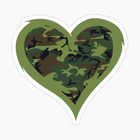 Get my art printed on awesome products. Support me at Redbubble #RBandME: https://www.redbubble.com/i/sticker/Army-Camouflage-Heart-by-mishmashmuddle/48456300.JCQM3?asc=u Army Stickers, Army Camouflage, Green Things, Army Women, Heart Stickers, Camouflage, Vision Board, Awesome Products, My Art