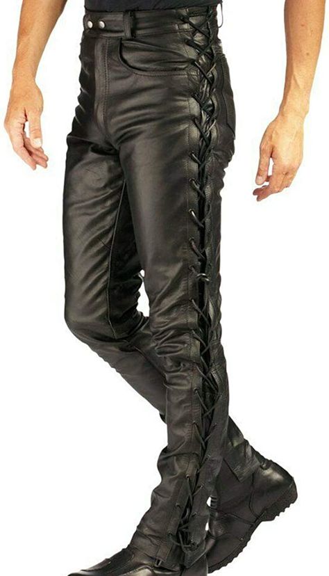 Fall Leather Outfit, Lace Up Leather Pants, Lederhosen Outfit, Black Leather Jacket Outfit, Short Leather Skirts, Fall Leather, Mens Leather Clothing, Leather Pants Outfit, Biker Pants