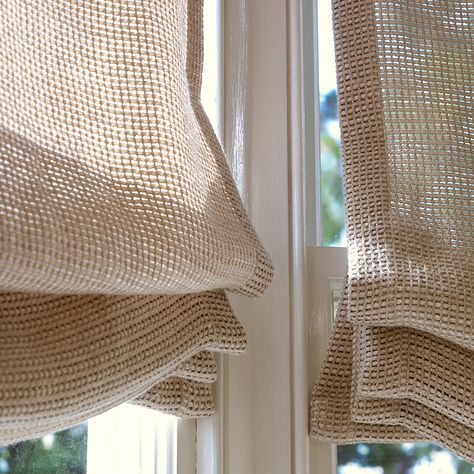 Window Treatments... Via de Le Cuona on Instagram: “Viking Cloth in Tusk/Natural is a 100% linen sheer and a heavier take on a traditional voile fabric. Explore more and order samples on our…” Sheer Roman Blinds, Linen Blind, Patterned Roman Shades, Roman Curtains, Voile Fabric, Grey Curtains, Bespoke Interiors, Roman Blinds, Interior Projects