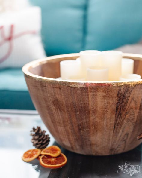 Wood Bowl Christmas Centerpiece, Wooden Bowl Decor Ideas Rustic, Large Wooden Bowl Decor Ideas, Large Bowl Decor Ideas, Wooden Bowl Decor, Wooden Bowls Decor Ideas, Wooden Bowls Centerpiece, Wooden Bowls Decor, Diy Upcycled Decor