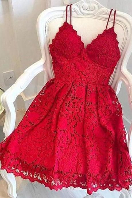 Red Lace Prom Dress, Cute V, Mini Prom Dresses, Mini Homecoming Dresses, Cheap Homecoming Dresses, Red Homecoming Dresses, Red Cocktail, V Neck Prom Dresses, Graduation Dresses