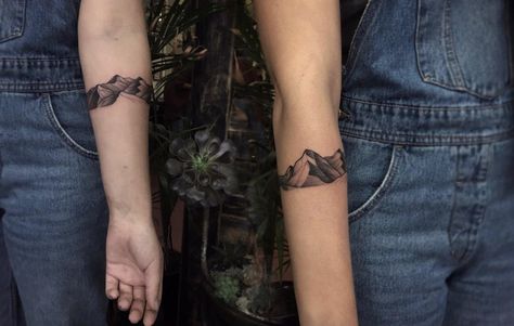 Mountain arm band for my client. Instagram @jamesvenicetattoo Mountains Arm Band Tattoo, Mountain Tattoo Arm Band, Mountain Tattoo Band, Mountain Arm Band Tattoo, Mountain Band Tattoo, Mountain Arm Tattoo, Mountain Armband Tattoo, Tattoo 2022, Wrap Around Tattoo