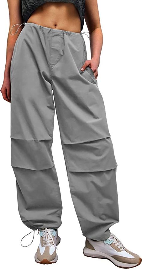 Y2K parachute pants cargo pants women baggy with pockets Parasuit Pants Women, Parasut Pants, Y2k Parachute Pants, Baggy Parachute Pants, Cargo Pants Women Baggy, Parachute Pants Outfit, Pant Outfits For Women, Y2k Street Style, Womens Fashion Classy Casual