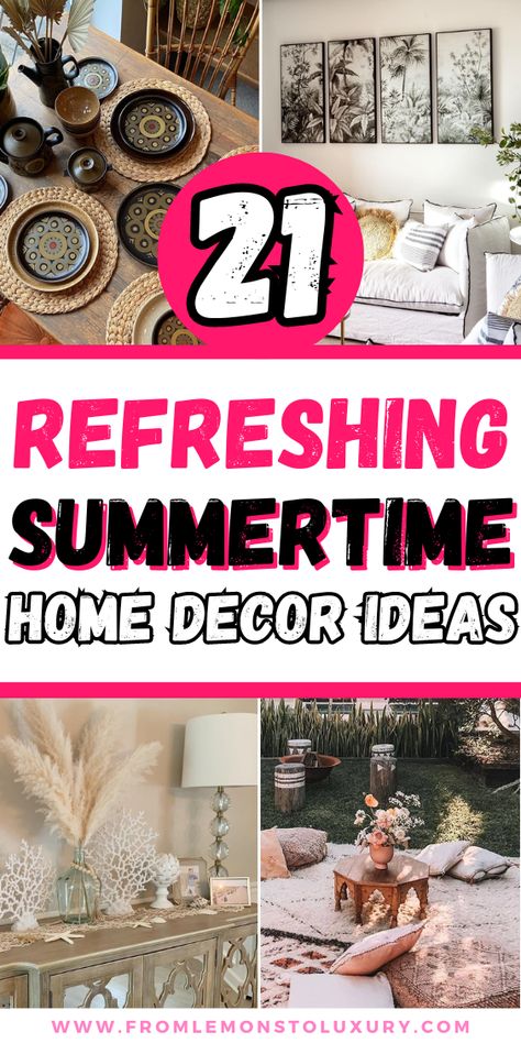 Summer Home Decor Ideas Living Rooms, Summer House Decor Ideas, Beige And White Living Room, Summer Home Decor Ideas, Summer Decorating Ideas, Summer Home, White Living Room, Summer Home Decor, Summer Decorating