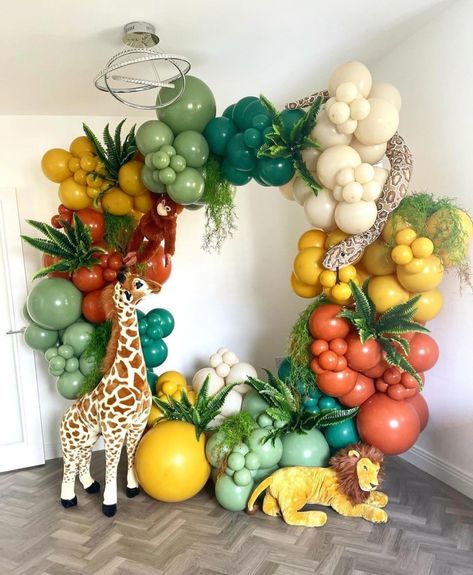 Safari Baby Shower Boy, Safari Balloon, Jungle Balloons, Jungle Party Decorations, Jungle Thema, Wild Birthday Party, Jungle Theme Birthday, Jungle Birthday Party, Safari Theme Birthday