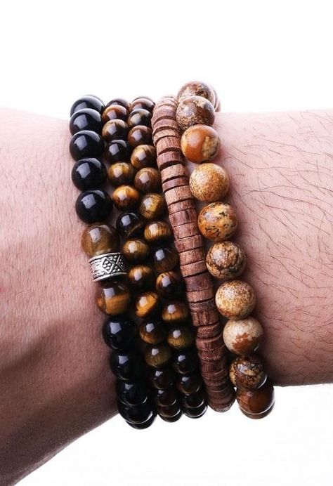 17 Meaningful Bracelets For Guys - The Finest Feed Mens Accessories Bracelet, Man Bracelet, Trending Bracelets, Bracelet Pandora, Men Bracelet, Elegant Man, Mens Leather Bracelet, Mens Beaded Bracelets, Antique Engagement Rings