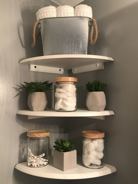 Corner Shelves In Small Bathroom, Small Corner Shelves Bathroom, Corner Bathroom Decor, Small Corner Shelf Decor, Corner Shelves Bathroom Storage, Corner Shelf Bathroom Decor, Bathroom Corner Shelves Ideas, Small Bathroom Corner Storage, Bathroom Shelves Small Spaces