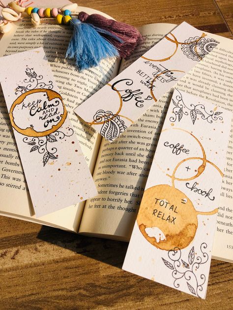 Bookmarks (roughly 5.5cm x 15cm and 4.5cm x 15cm) Pack of 3 bookmarks Handmade item Made to order Handpainted bookmarks painted on 300 gsm watercolour sheet Painted with coffee All packaging is sustainable, recyclable and/or biodegradable so when you are finished with your packaging, please use appropriatedisposal methods. Marques Pages Fait Main, Marque Page Scrapbooking, Calligraphy Bookmarks, Bookmarks Painted, Bookmarks Aesthetic, Coffee Bookmark, Watercolour Bookmarks, Painted Bookmarks, Bookmark Art