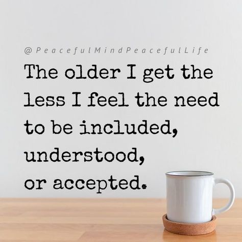 Peaceful Mind Peaceful Life on Instagram: "Be comfortable in your own skin. Know who you are. Understand deeply that what people do is never a reflection of you and is always their perception of life. You are not for everyone and they are not always for you. When you are not included, invited, or considered, whisper to yourself, “Thank you for the space necessary in my life for the people that matter most to me. I am blessed.” 💚 (Image text: The older I get the less I feel the need to be inc Getting Older Quotes, I Am Quotes, Peaceful Mind Peaceful Life, Comfortable In Your Own Skin, Peaceful Mind, Self Care Bullet Journal, Image Text, The Older I Get, Own Quotes