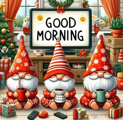 Good Morning Gnomes, Christmas Morning Quotes, Xmas Gnomes, Gnome Pictures, Morning Memes, Mary Kay Consultant, Funny Gnomes, Good Night Wishes, Night Wishes